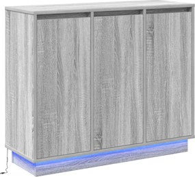 vidaXL Bufet LED Gri Sonoma 90 x 32 x 75 cm Lemn compozit
