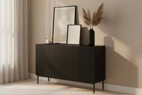 Comodă cu sertare și rafturi Nicole 150 cm - negru mat / picioare negre