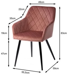 SET 2 scaune de dining RICO, roz, design modern