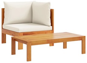 367626 vidaXL Set canapea de grădină, 2 piese, cu perne, lemn masiv de acacia