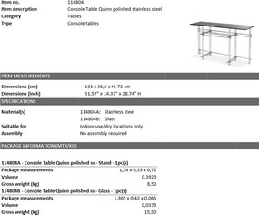 Consola design LUX Quinn otel inoxidabil 114804 HZ
