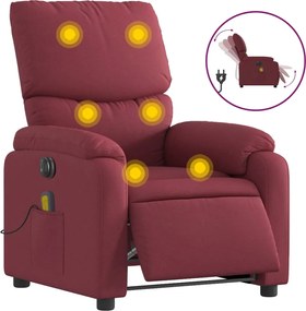 vidaXL Fotoliu electric de masaj rabatabil, roșu vin, textil