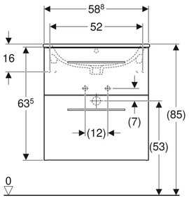 Set dulap baie cu lavoar incastrat Geberit Selnova Square, 60 cm, nuc deschis Nuc deschis