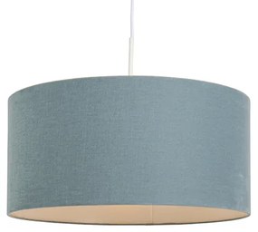 Lampă suspendată albă cu abajur albastru 50 cm - Combi 1