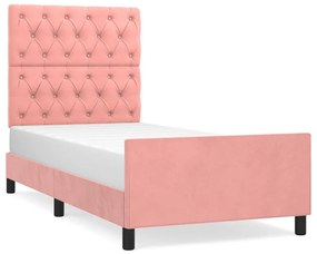 3125909 vidaXL Cadru de pat cu tăblie, roz, 80x200 cm, catifea