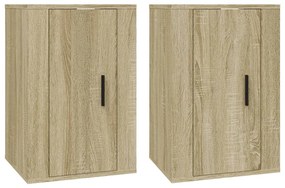 816663 vidaXL Dulapuri TV montate pe perete 2 buc stejar sonoma 40x34,5x60 cm