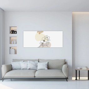 Tablou - Flori bej cu fluture N⁰3 (120x50 cm)