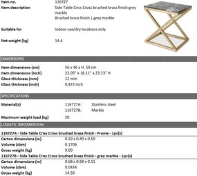 Masuta auxiliara design LUX Criss Cross 56x46cm