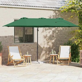 vidaXL Parasol cu braț cantilever pentru grădină cu blocare Verde