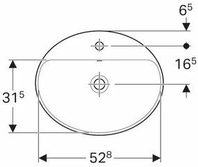 Lavoar incastrat Geberit Variform 55 cm cu orificiu baterie cu orificiu preaplin