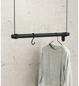 Cuier de perete negru din lemn de stejar 80 cm Swing M – LIND DNA