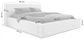 Pat tapițat Nirello 160x200 cu ladă de depozitare - catifea gri Castel 80