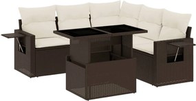 vidaXL Set canapele de grădină cu perne, 6 piese, maro, poliratan