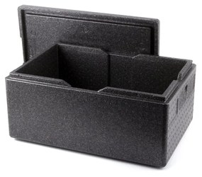 Cutie termoizolanta cu capac, 80 lt, tip thermobox, ideala pt transport, din spuma polipropilenica, interior 625x425x(H)300 mm, exterior