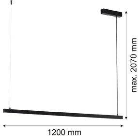 Lustra suspendata LED, 120cm, Otel, Negru, MIAMI