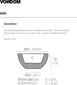 Ghiveci plante design decorativ modern exterior / interior SFERA 60x30cm