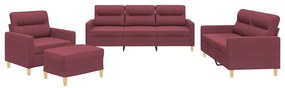 3201550 vidaXL Set canapea cu perne, 4 piese, roșu vin, material textil