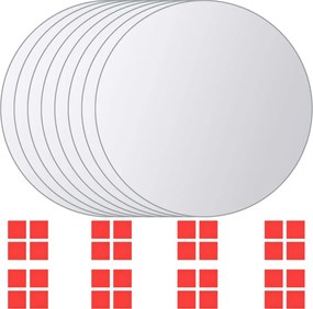 vidaXL Plăci de oglindă rotunde, sticlă, 8 buc