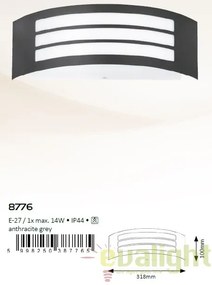 Aplica de perete moderna cu protectie IP44, finisaj antracit gri, Roma 8776 RX