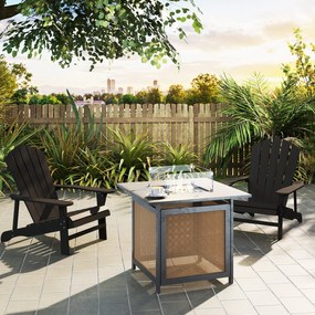 Outsunny Scaun Adirondack rezistent la intemperii din lemn pentru exterior, scaun de grădină cu spătar înalt și cotiere | Aosom Romania