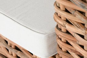 Set lounge exterior din rattan natural împletit, 4 piese cu canapea, 2 fotolii, măsuță și perne incluse, "Bahia"