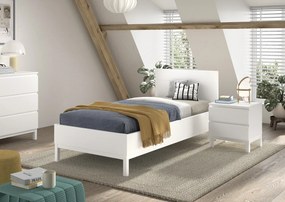 Set Mobilier Cameră Copii EVA: Pat 90x200 cm și Noptieră, Alb – Vipack