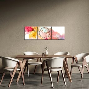 Tablou - Abstract din cerneală (cu ceas) (90x30 cm)