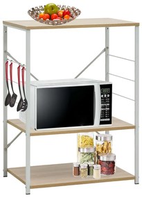 vidaXL Dulap microunde, alb/stejar, 60x39,6x79,5 cm, lemn prelucrat