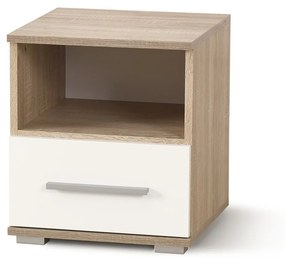 Noptiera Lima SN-1 stejar sonoma/alb - L 39 x l 40 x h 44 cm