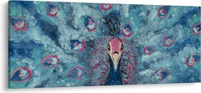Tablou cu păun pictat (120x50 cm)