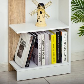 HOMCOM Bibliotecă de Perete cu 5 Rafturi și Dispozitiv Anti-Răsturnare din PAL 45x21x170 cm Alb Stejar | Aosom Romania