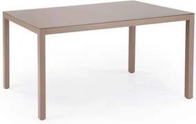 Masa gradina HOVER, bej/cappuccino, sticla/metal, 150x90x75 cm