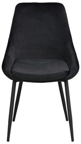 Scaune de dining negre 2 buc. din catifea Sierra - Rowico