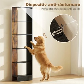 HOMCOM Raft Îngust cu 5 Etajere, Raft Economisitor de Spațiu Modern din Lemn, Bibliotecă pentru Baie, Living, Dormitor, Birou, 45x21x170 cm, Maro Rustic | Aosom Romania