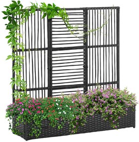 Outsunny Blumenkasten cu grilaj, rezistent la intemperii, Ratan Polyrattan, 103 x 103 x 29 cm, Negru | Aosom Romania