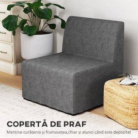 HOMCOM Fotoliu-Pat Modern cu Pernă și Husă de Protecție Antipraf, 67x70x74 cm, Gri | Aosom Romania