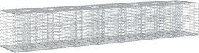 vidaXL Pat ridicat din gabion 2 pcs Argintiu 340 x 60 x 55 cm
