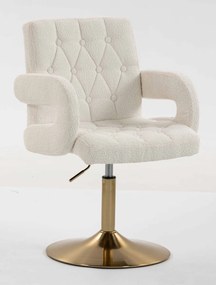 HR8404N Scaun Crem Boucle cu Bază Aurie