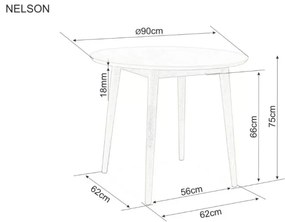 Masa de sufragerie NELSON cu blat in decor stejar miere 90X90