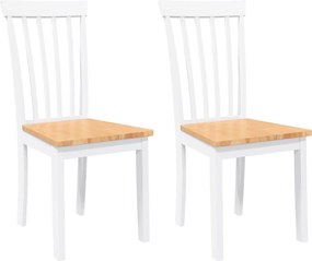 vidaXL Scaune de sufragerie 2 buc Cauciuc din lemn masiv alb