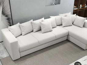 Colțar extensibil dumonde cu ladă de depozitare si sezut confortabil din spuma high-density, Gloria Euphoria Ivory II 320x183 cm