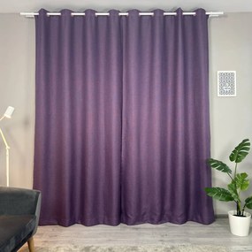 Set două Draperii (Blackout), din Stofă premium (Tip in), Gata lucrate (Inele galerie), Culoare Mov (Model texturat), Dimensiuni draperie 160x260 cm (x2), Brand Originalio