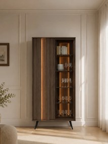 Vitrină înaltă Flaro 93 cm cu iluminare - stejar Dunin