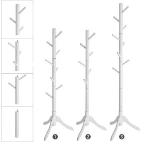 Cuier Haine Din Lemn Masiv, Alb, 57 X 175 Cm