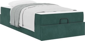 vidaXL Cadru de pat cu saltea cu saltea 2 pcs Verde Catifea