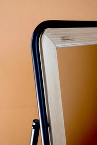 Oglindă de podea cu rafturi pe spate, din metal, lemn și sticlă, natur, H 168 cm