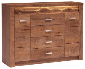 Comodă combinată Nadenas N7 (arin deschis) (iluminat LED Alb deschis). 1058231