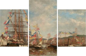 Tablou - Eugène Boudin, Festival in the Harbor of Honfleur, reproducere (90x60 cm)