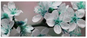 Tablou cu floare - turcoaz (120x50 cm)