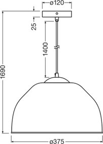 Osram - Pendul suspendat pe cablu CAMEL BELL 1xE27/9W/230V, diam. 37,5 cm